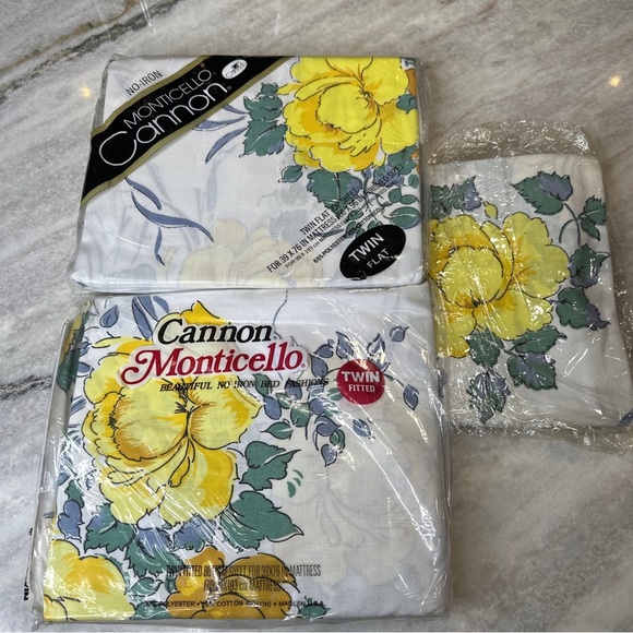 Vintage Monticello cannon flower sheets 1980’s new old stock twin size - Picture 10 of 13